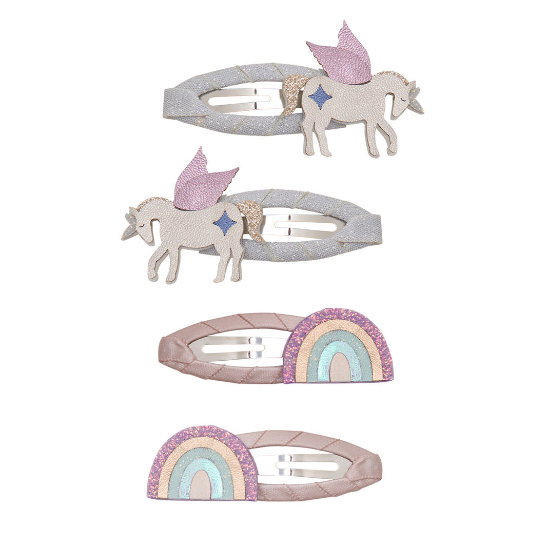 Mimi &amp; Lula 4 Hårspænder - Unicorn and Rainbow