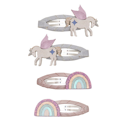 Mimi &amp; Lula 4 Hårspænder - Unicorn and Rainbow
