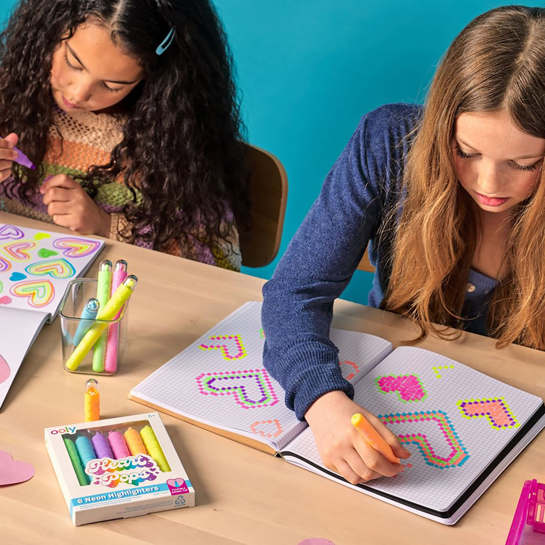 Ooly Overstregningstusser 6 stk, Heart Pops Neon