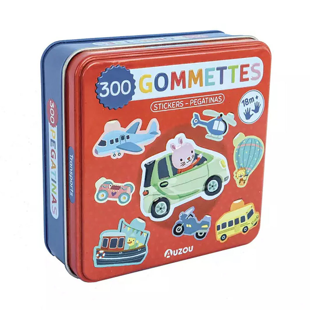Auzou Klistermärken i plåtask, Transportmedel