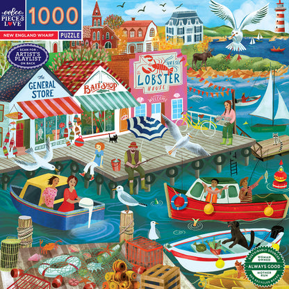 eeBoo Puslespil 1000 brk, New England Wharf