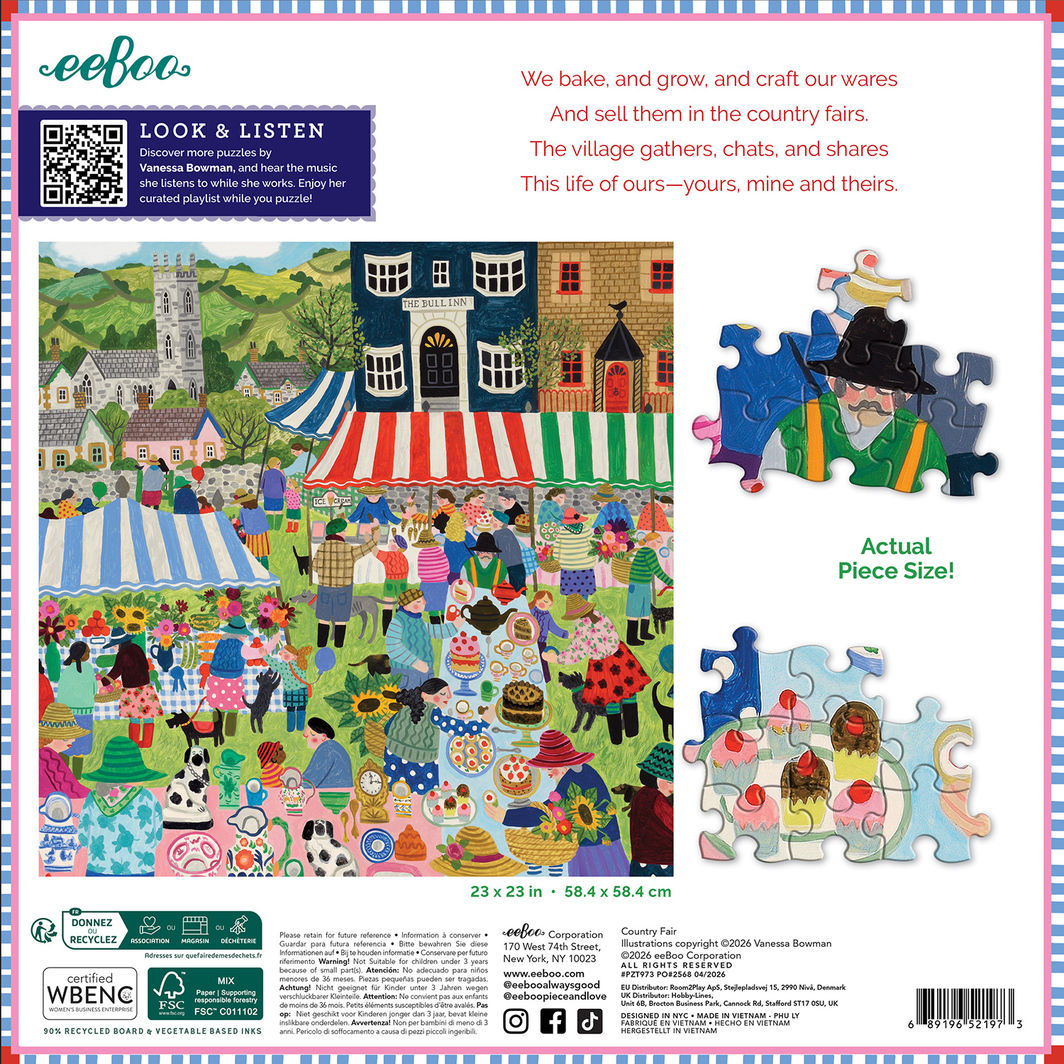 eeBoo Puslespil 1000 brk, Country Fair