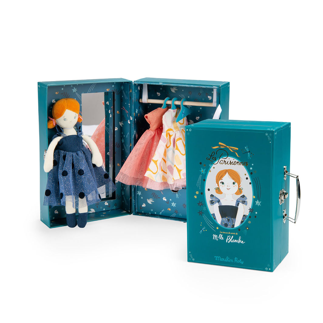 Moulin Roty Kludedukke med garderobekuffert och aftenkjoler - Les Parisiennes
