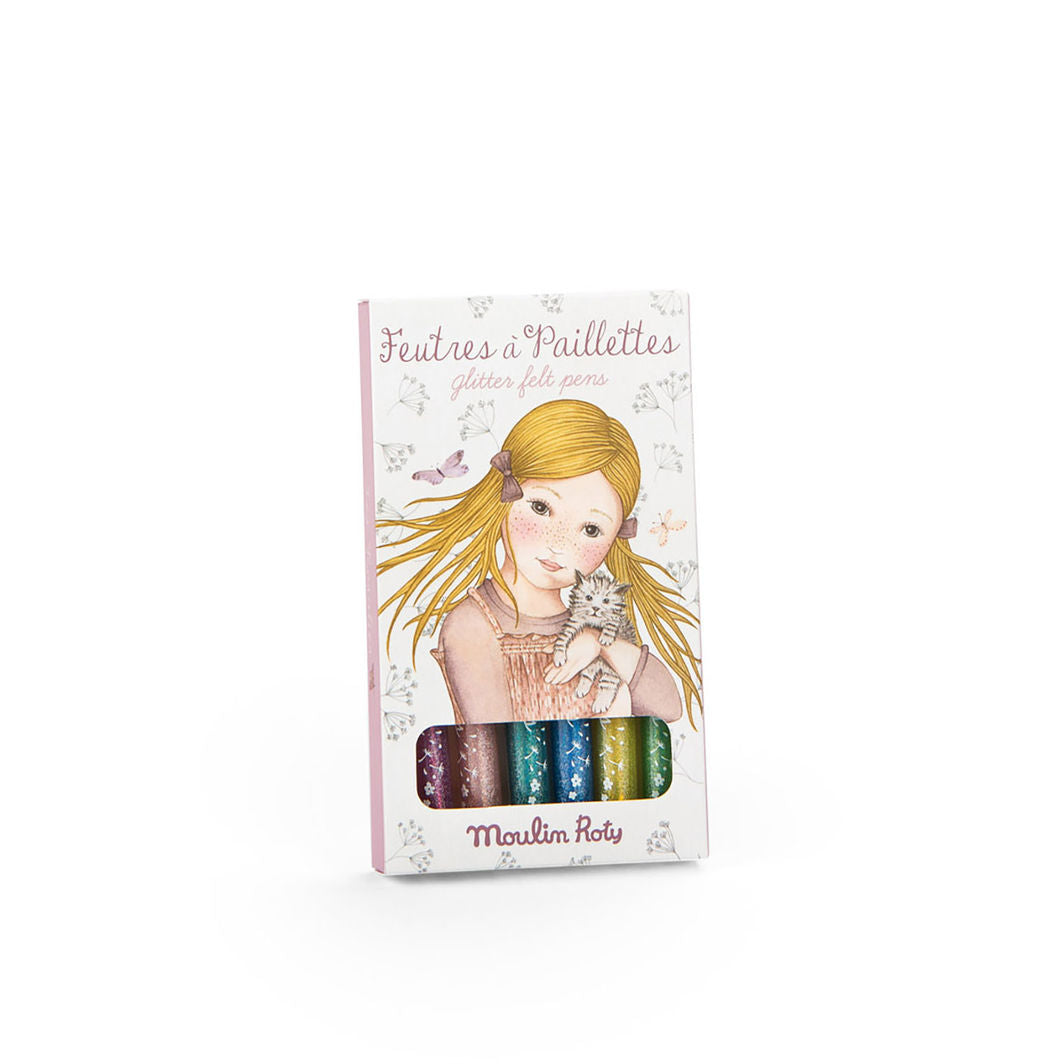 Moulin Roty Glitterpennor 6 st - Les Rosalies