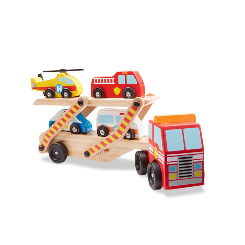 Melissa &amp; Doug Träleksaksbilar, Biltransport med räddningsfordon