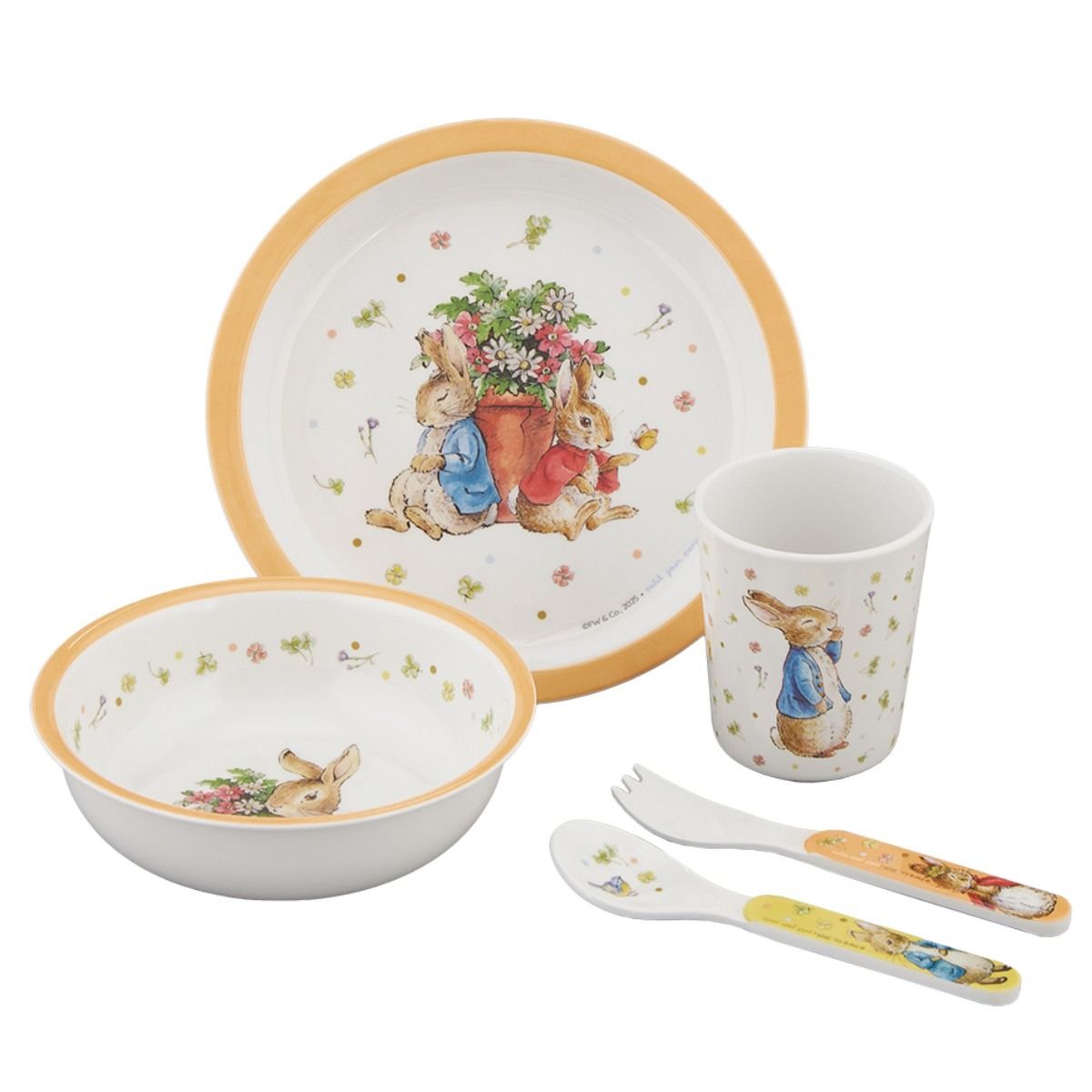 Petit Jour Paris, Peter Kanin barnservis set med 5 delar - Aprikos