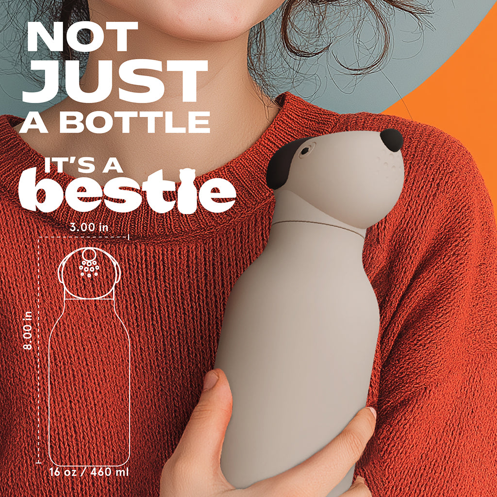 Asobu Bestie Animal termodryckflaska, 460 ml. - Brun hund