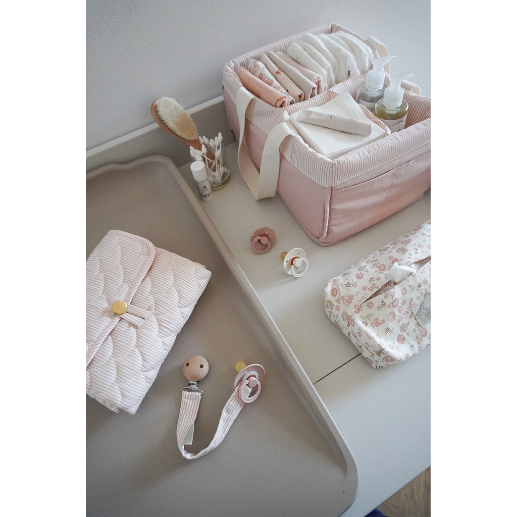 Cam Cam skötunderlägg, quiltat - OCS - Classic Stripes Rose