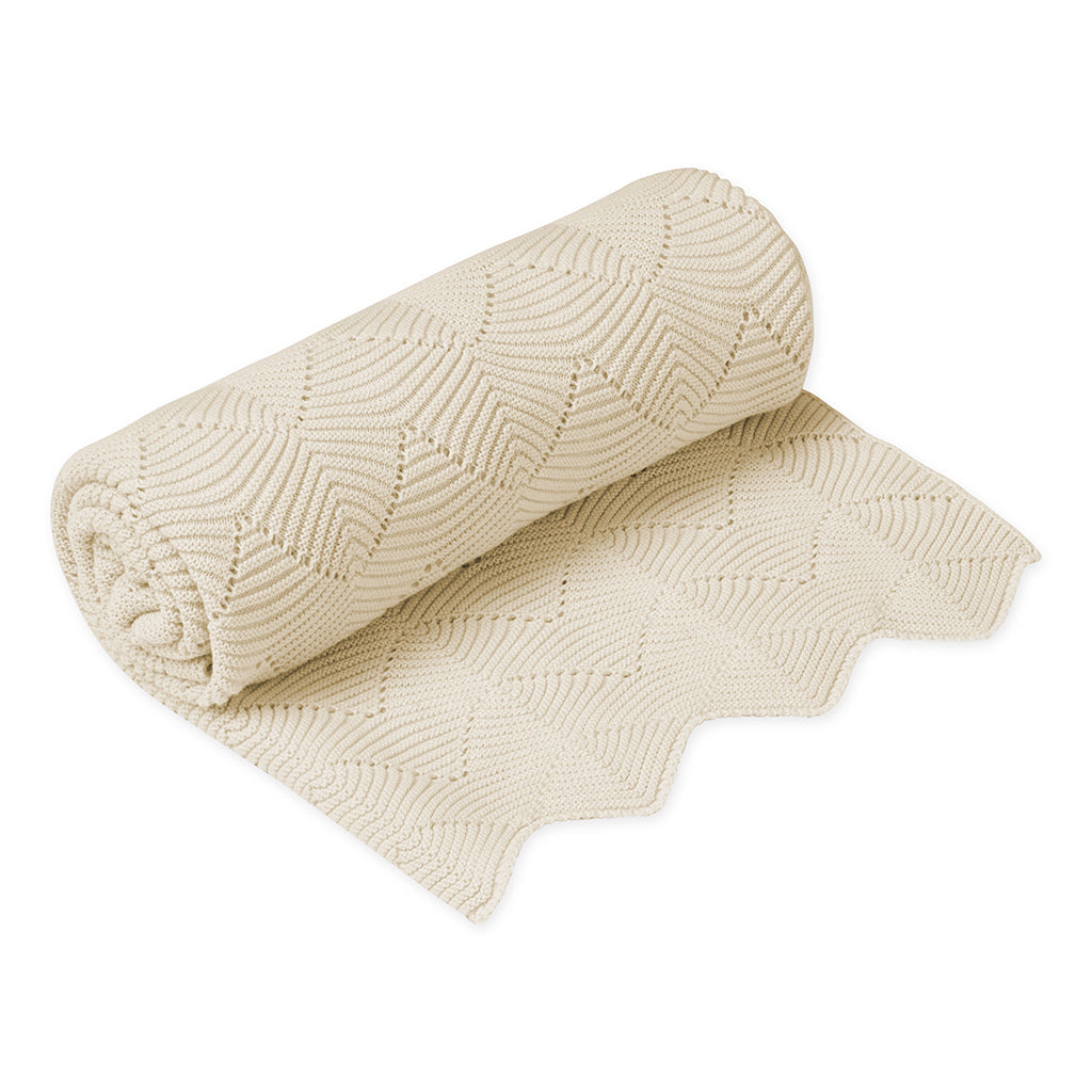 Cam Cam stickad babyfilt, GOTS - Natural