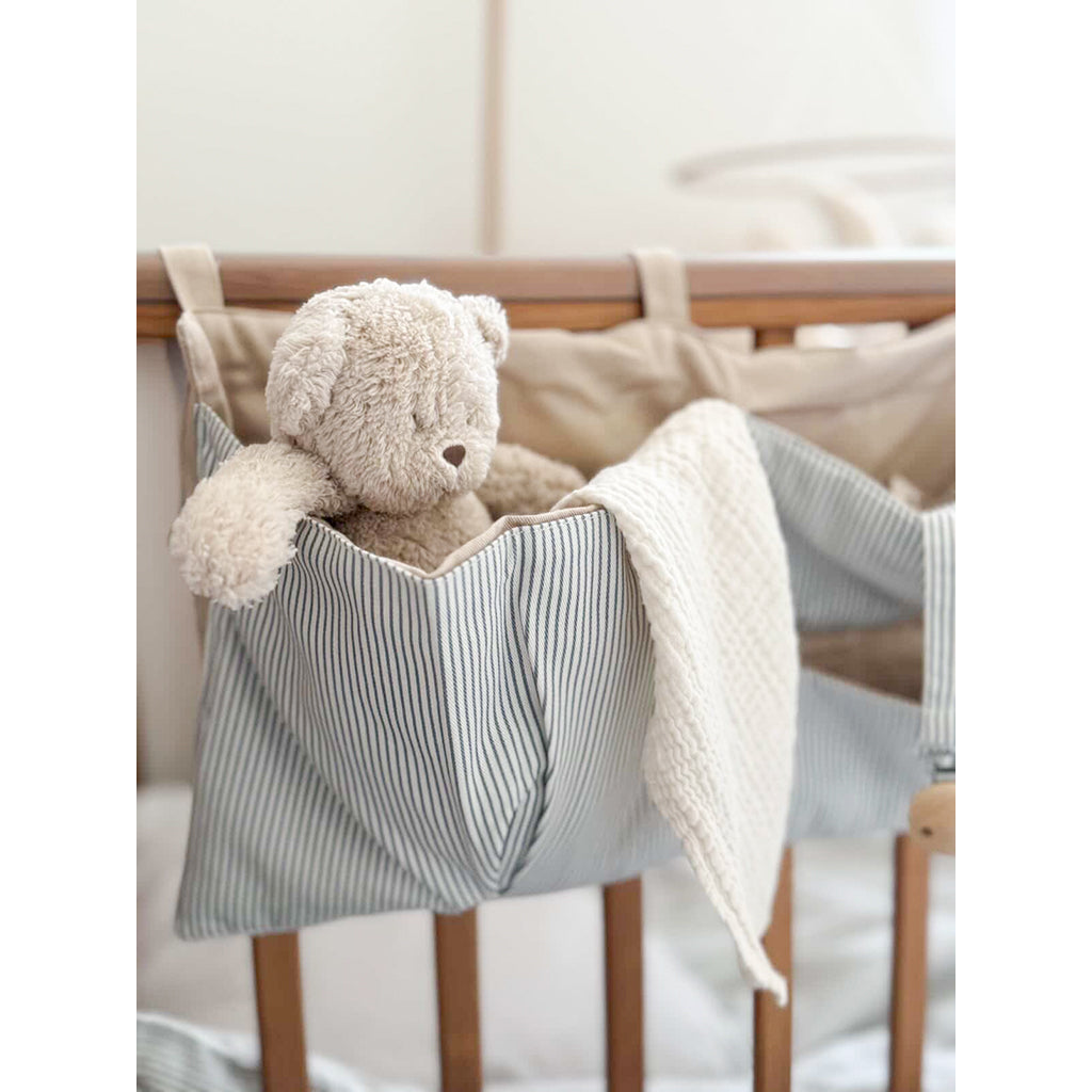Cam Cam bed pocket, sängficka i tyg, OCS - Classic stripes blue