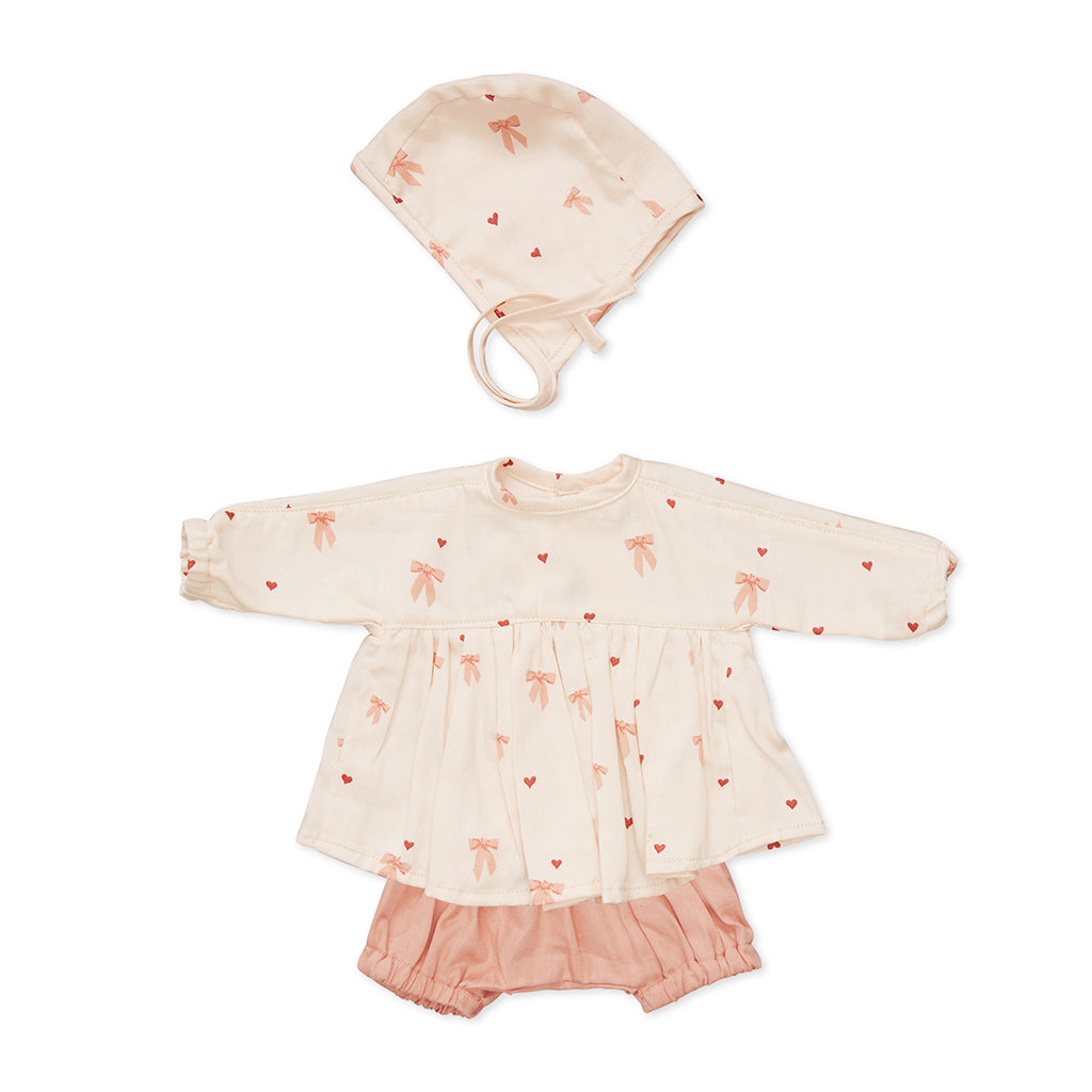 Cam Cam dukketøj, GOTS - kjole, shorts og hue - Bows