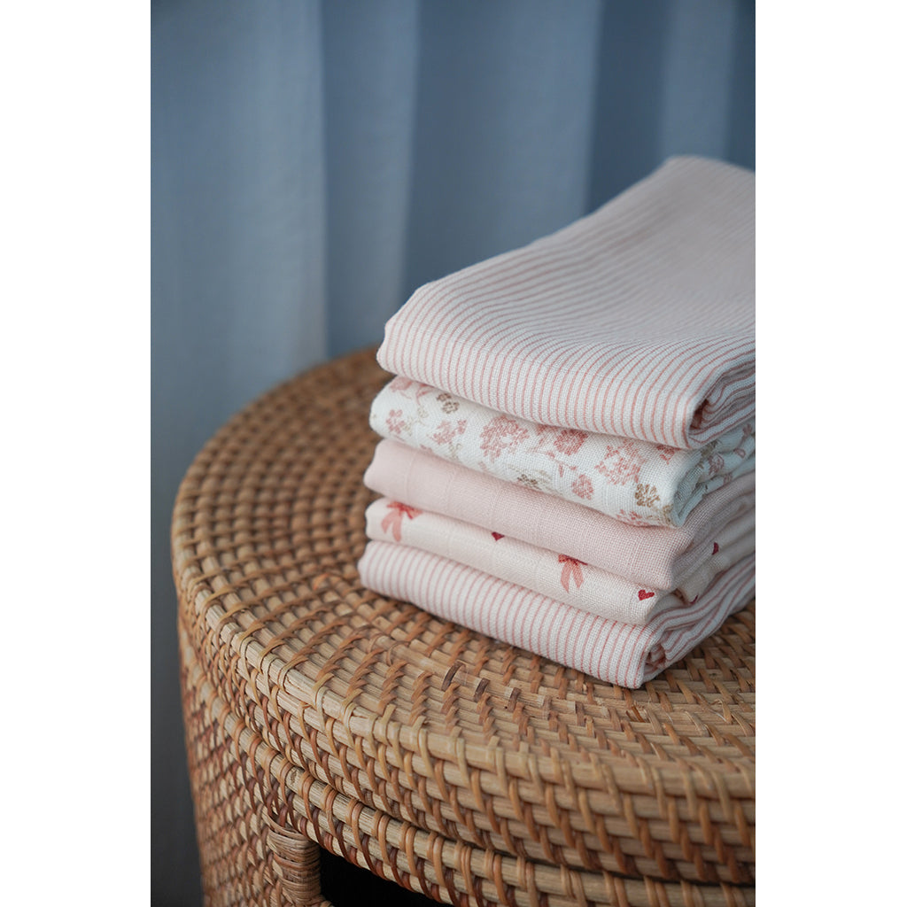 Cam Cam muslinfiltar, 2-pack, ekologiska, GOTS – Classic Stripes Rose