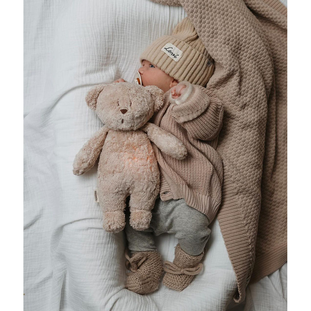 Moonie 2.0, ekologisk Humming björn med rosa brus och lampa - Rose