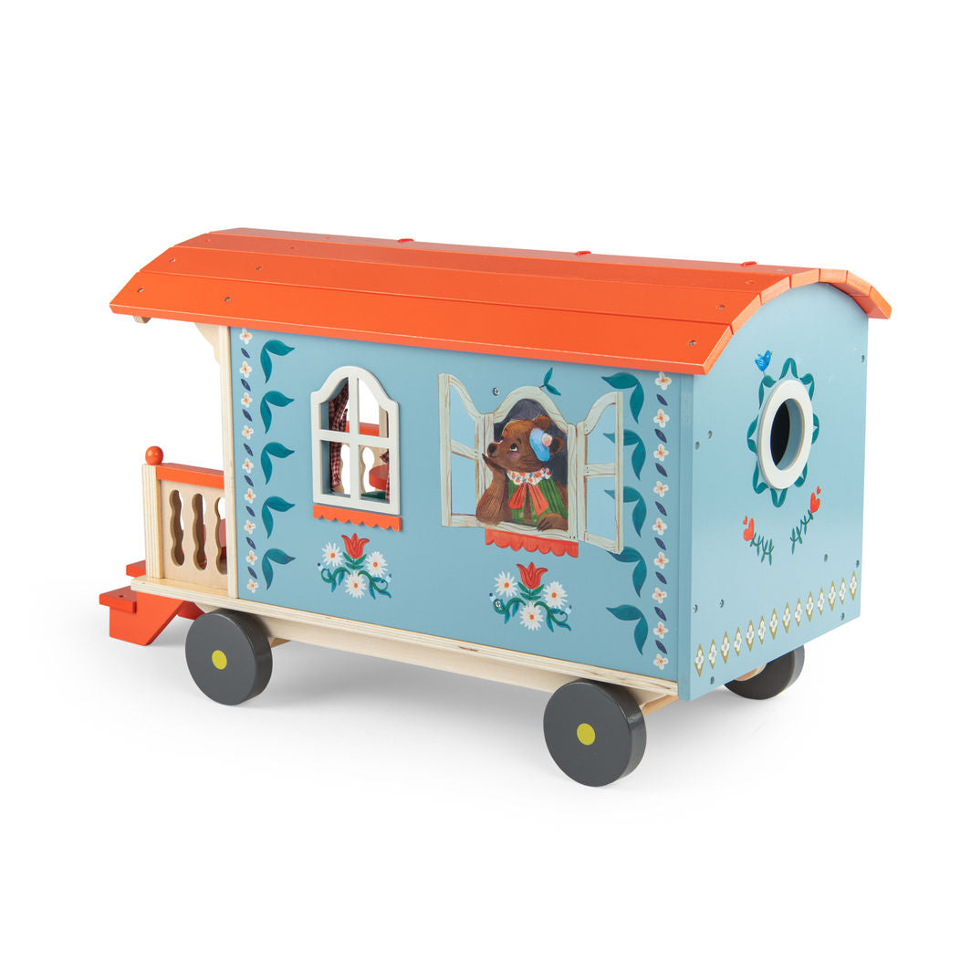 Moulin Roty Husvagn med möbler, Les Minouchkas