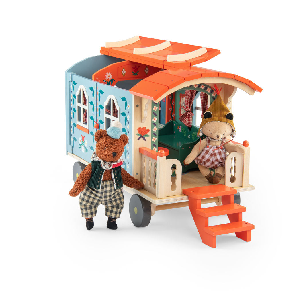 Moulin Roty Husvagn med möbler, Les Minouchkas