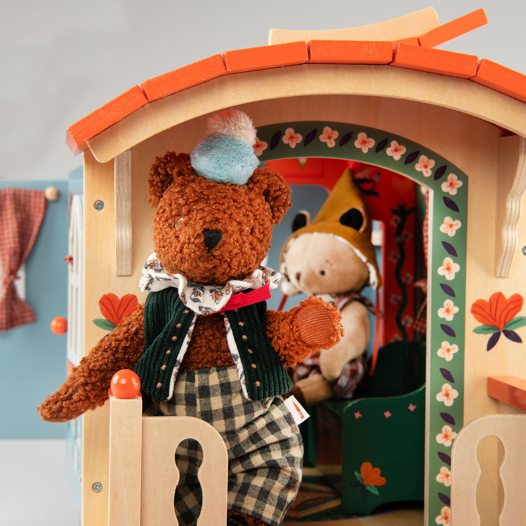 Moulin Roty Husvagn med möbler, Les Minouchkas