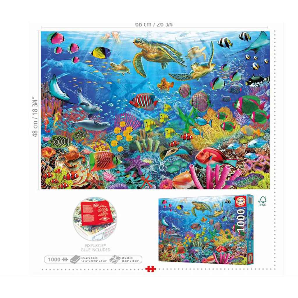 Educa pussel med 1000 bitar - Tropical Fantasy Turtles