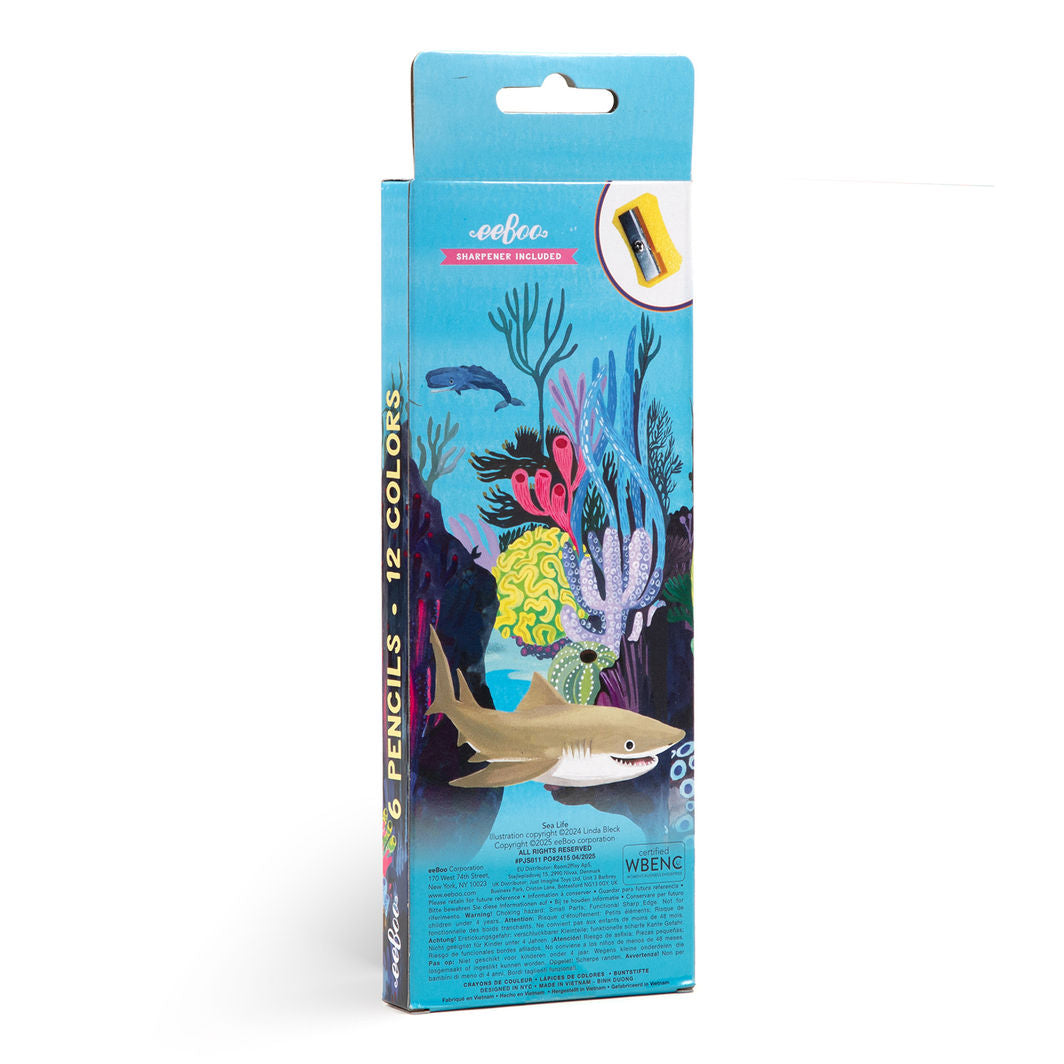 eeBoo - 6 jumbo färgpennor - Sea Life Special