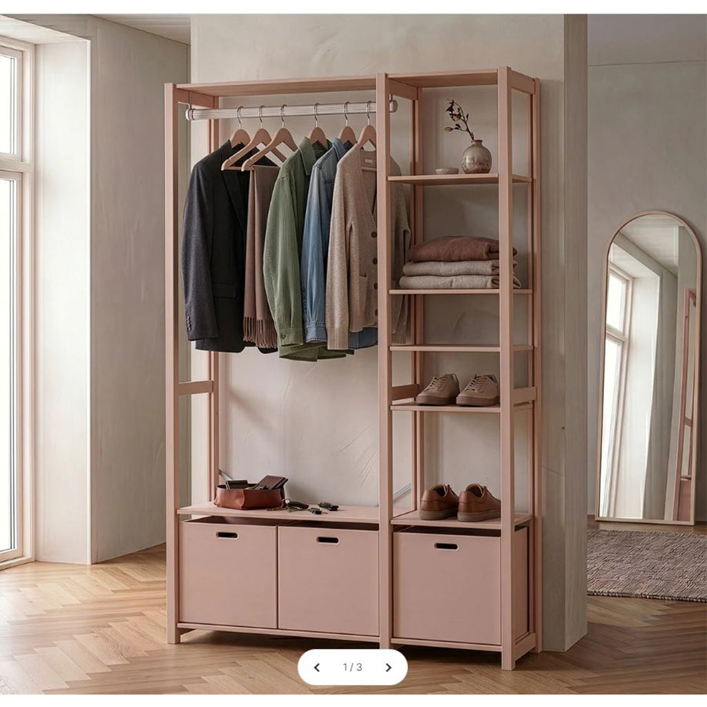 By Aulum Elsø reol med 3 förvaringskassar, Blush