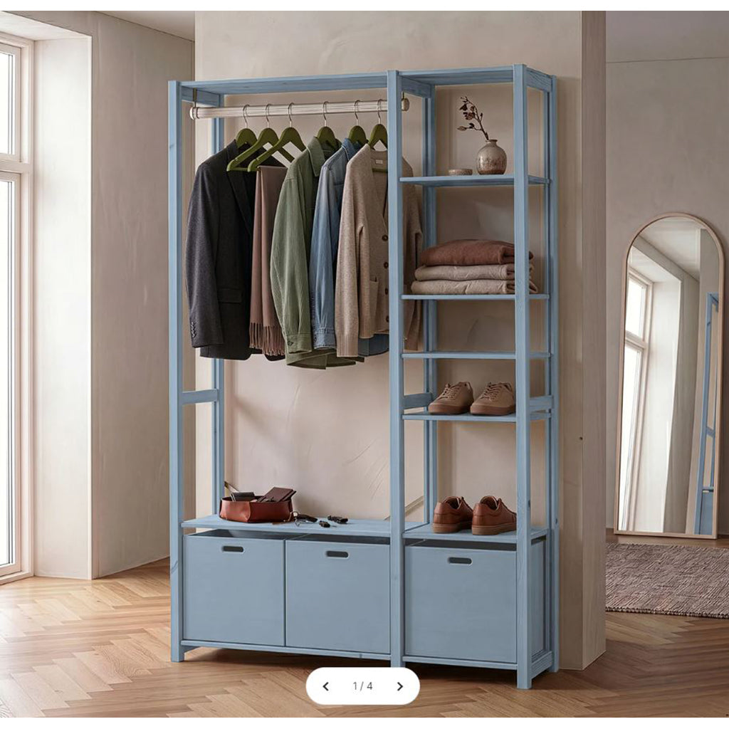 By Aulum Elsø reol med 3 opbevaringskasser, Himalayan Blue