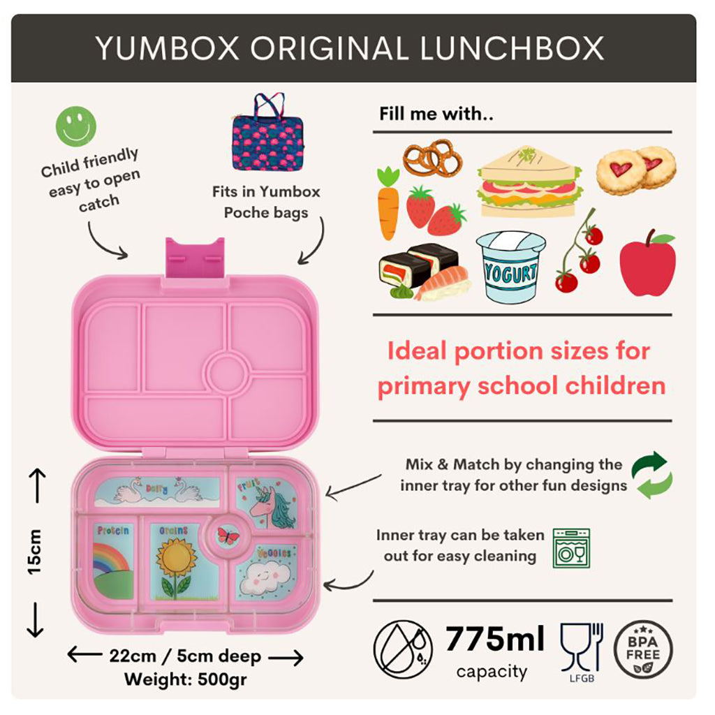 Yumbox matlåda med 6 fack, Original - Enhörning - rosa