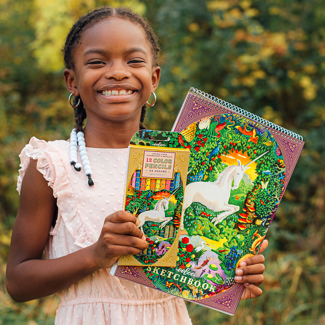 eeBoo 12 dubbla färgpennor, Neon Metallic - Enhörning