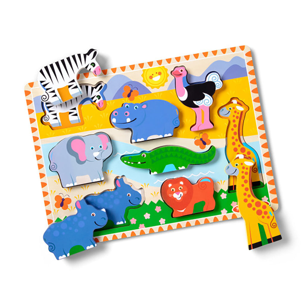 Melissa &amp; Doug Träpussel med stora bitar, Safari - 8 bitar