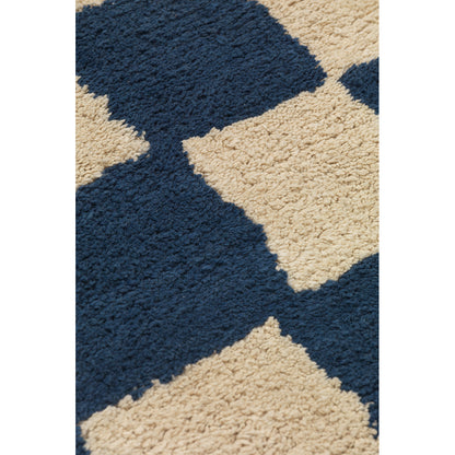ferm Living matta, Mara washable Rug, Deep blue/warm sand – 80 x 150 cm