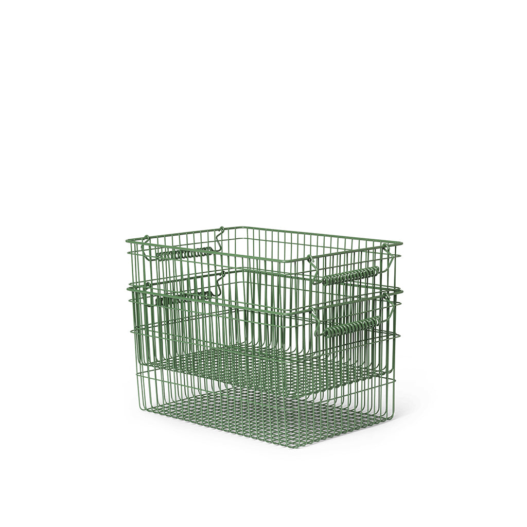 ferm Living trådkorg, Cala Stackable Baskets, Set med 2 st. - Verdant green