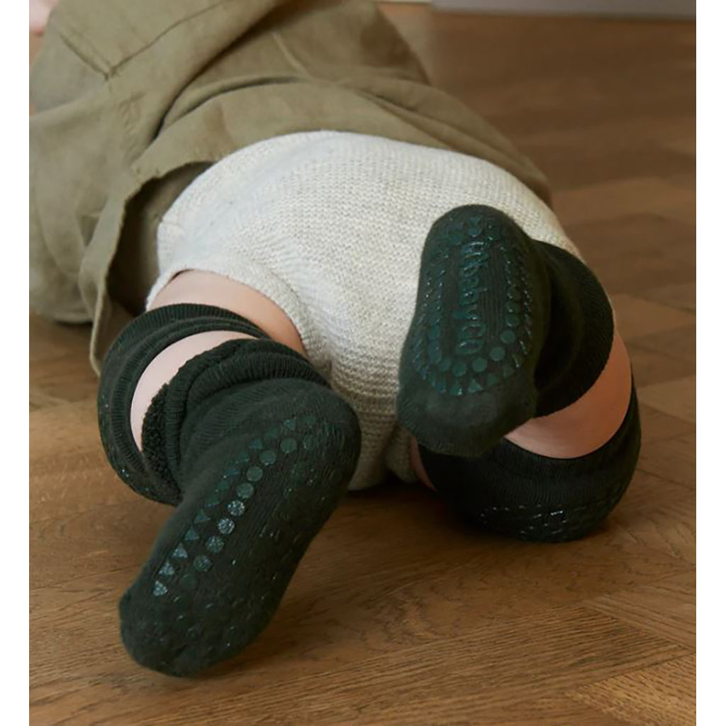 GoBabyGo halkskyddande strumpor med gummiknoppar, Forest green