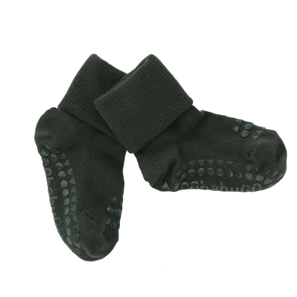GoBabyGo halkfria strumpor med gummiknoppar, Bamboo - Forest green