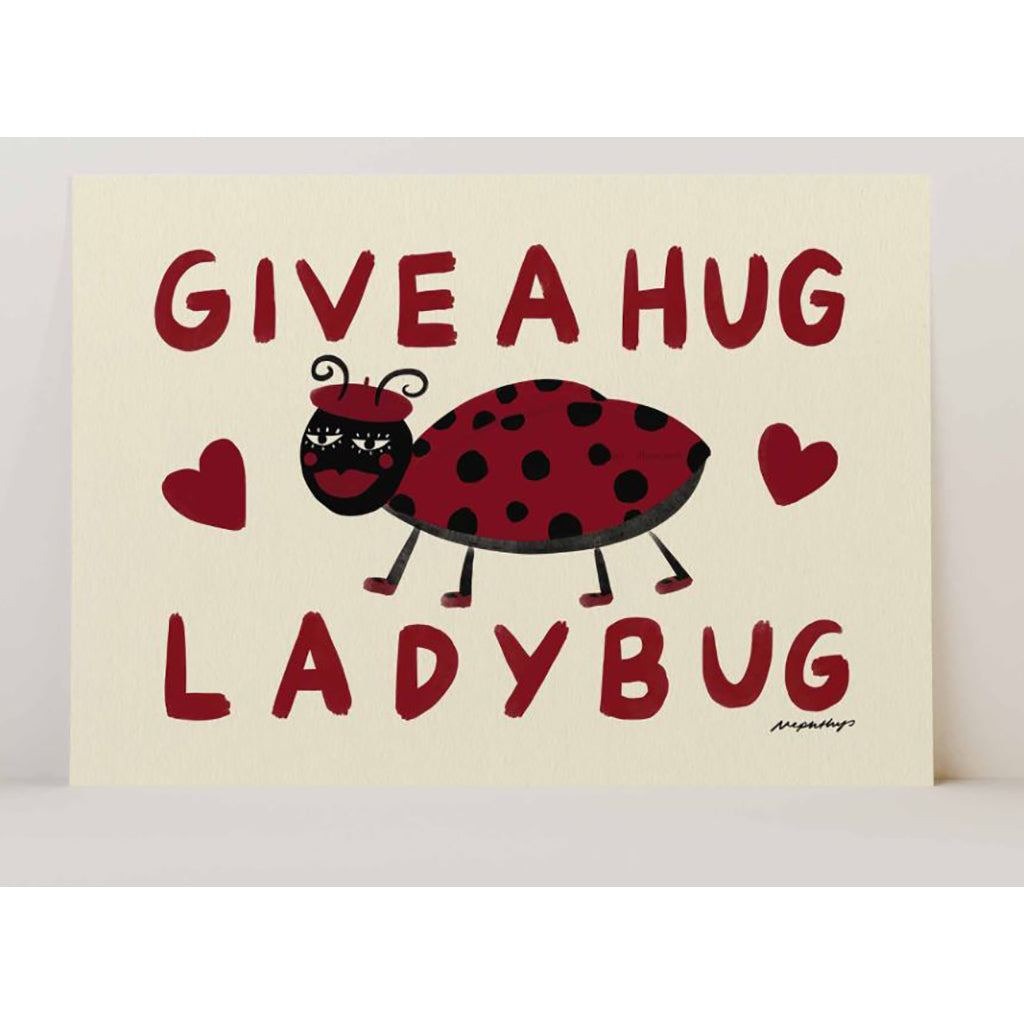 Nephthys Illustrated affisch, Give a Hug Ladybug - A4