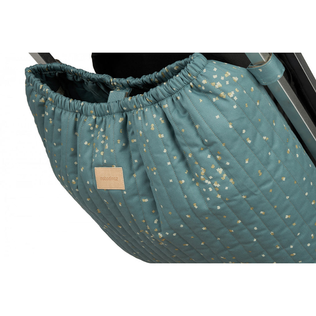 Nobodinoz Hyde Park barnvagnsväska, Gold confetti/magic green