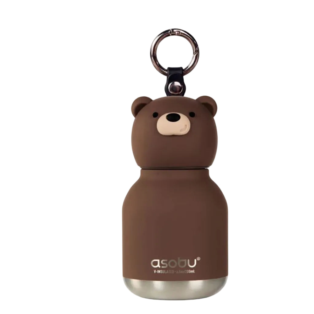 Asobu Bestie Mini termo dryckflaska med nyckelring, 200 ml - Brun björn