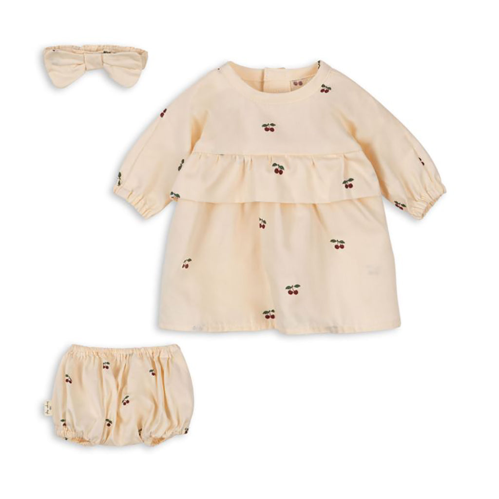 Konges Sløjd dockkläder, klänning, bloomers och mössa - Cherry