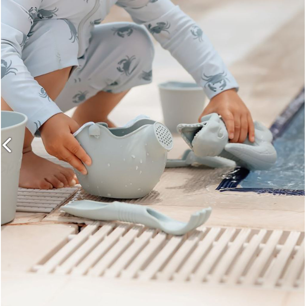 Scrunch sandskoleksak, spade/kratta i ett - double-digger - Ljusblå