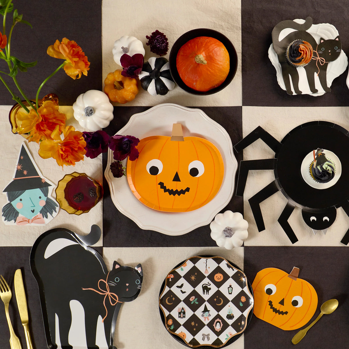Meri Meri papptallrikar, Halloween, Spider - 8 st.