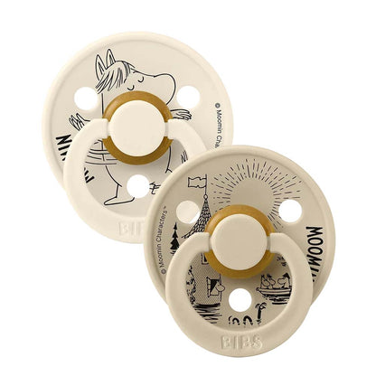 Bibs x Moomin nappar i naturgummi, 2-pack, stl. 2 – Snorkfröken Ivory/Vanilla
