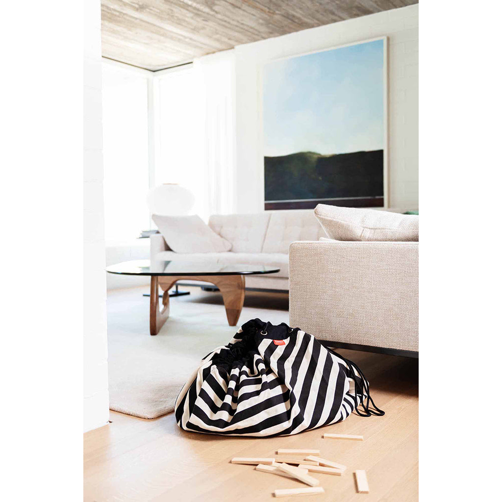Play&amp;Go Två-i-ett-matta, Stripes black