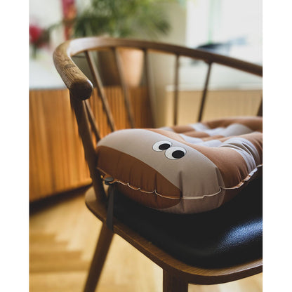 Noui Noui Have a seat, Uppblåsbar sittdyna för barn – Stripes nude/mustard