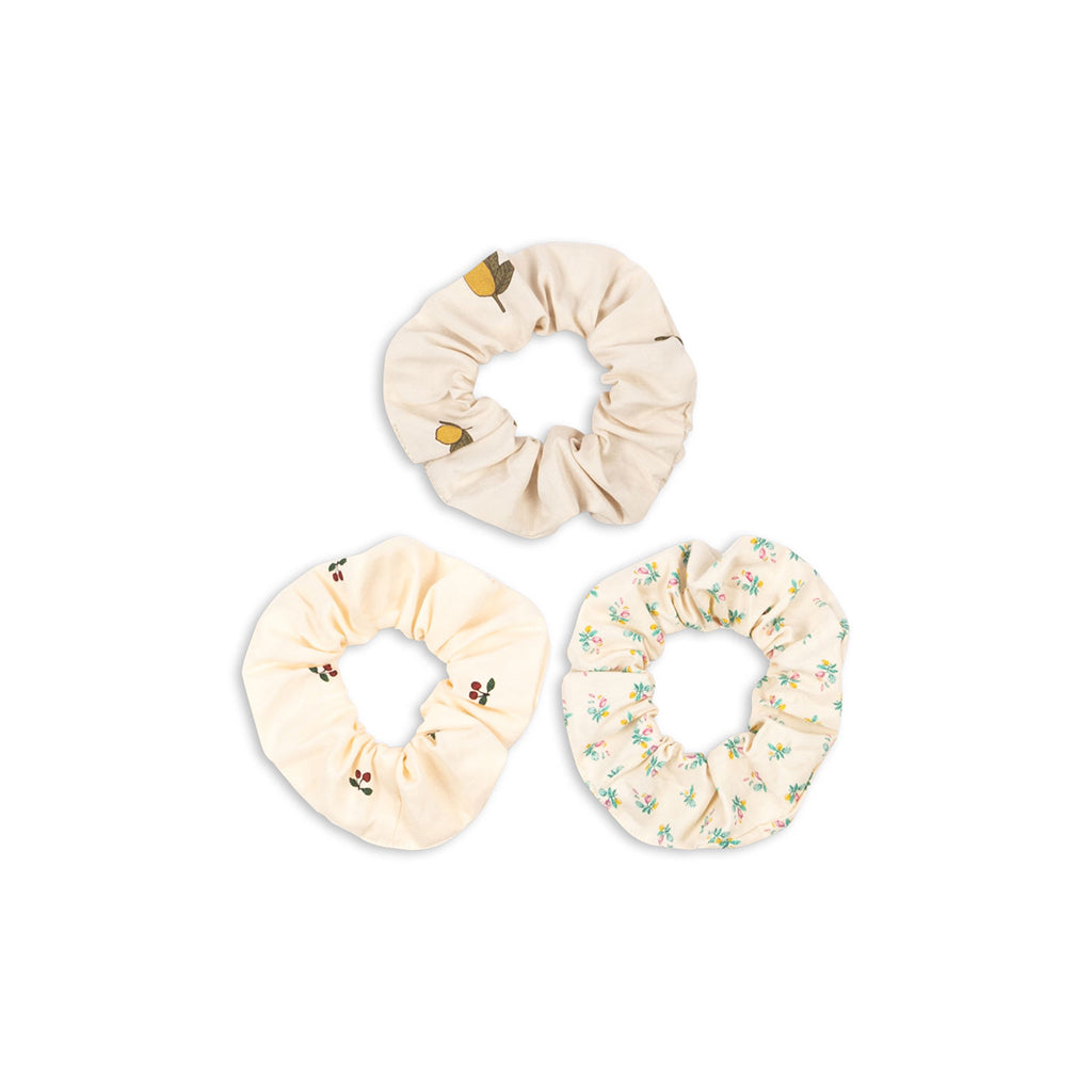 Konges Sløjd hårsnoddar, set om 3 st stora - Cherry/Lemon/Fleur coloré