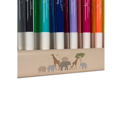 Konges Sløjd Tuschpennor i träkloss, 24 färger - Safari