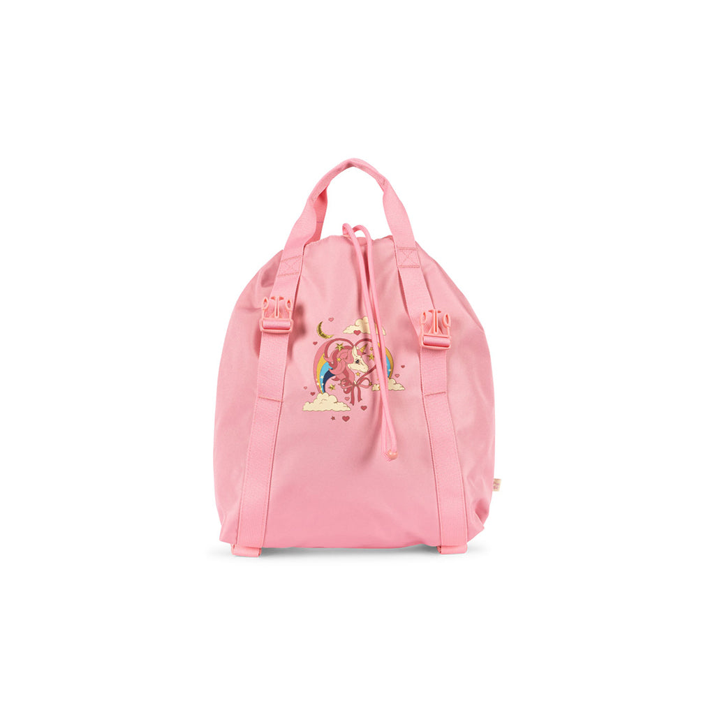 Konges Sløjd Clover skolryggsäck med tillhörande gymnastikpåse och regnskydd, Peony