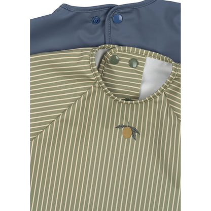 Konges Sløjd Konges Sløjd middagshaklapp med ärmar, 6 mån–3 år – Tea stripe/Flint stone