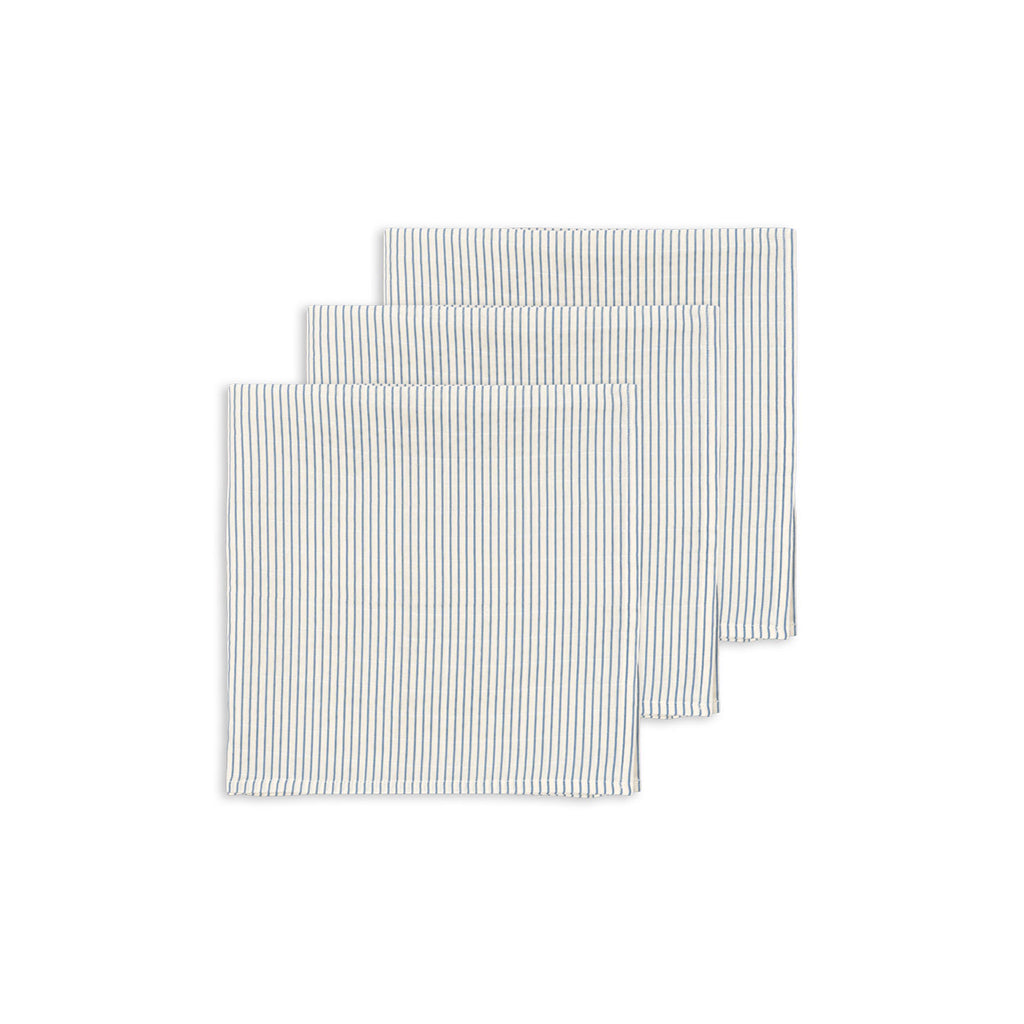 Konges Sløjd stofble, ekologisk muslin, 3-pack - Stripe blue
