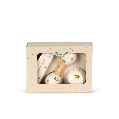 Konges Sløjd Petit Lemon Glossy, sæt m 3 musikinstrumenter - Lemon