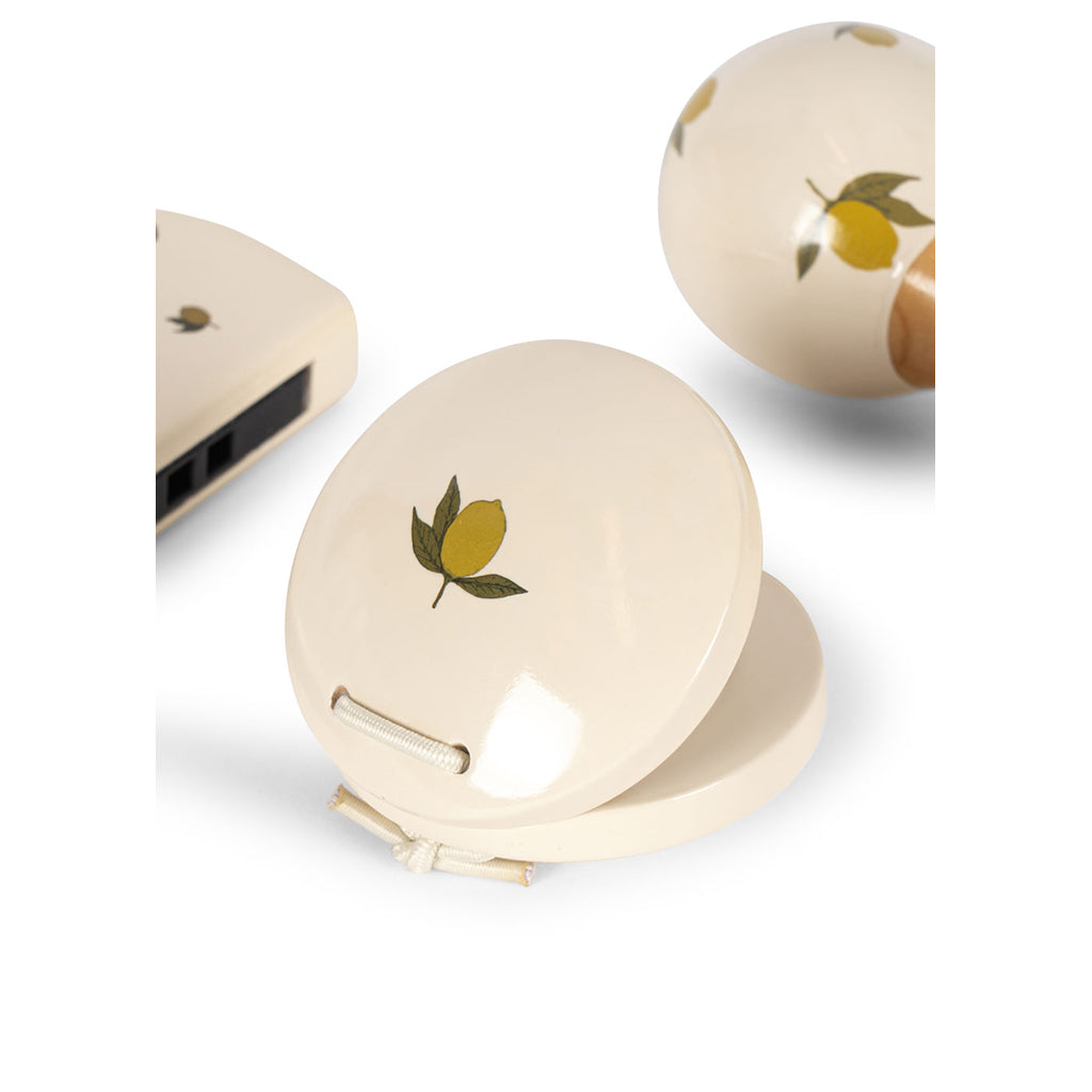 Konges Sløjd Petit Lemon Glossy, set med 3 musikinstrumenter – Lemon