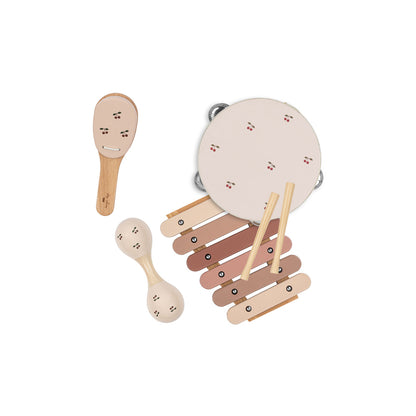 Konges Sløjd musikinstrument i koffert, set med 4 delar - Glossy Cherry