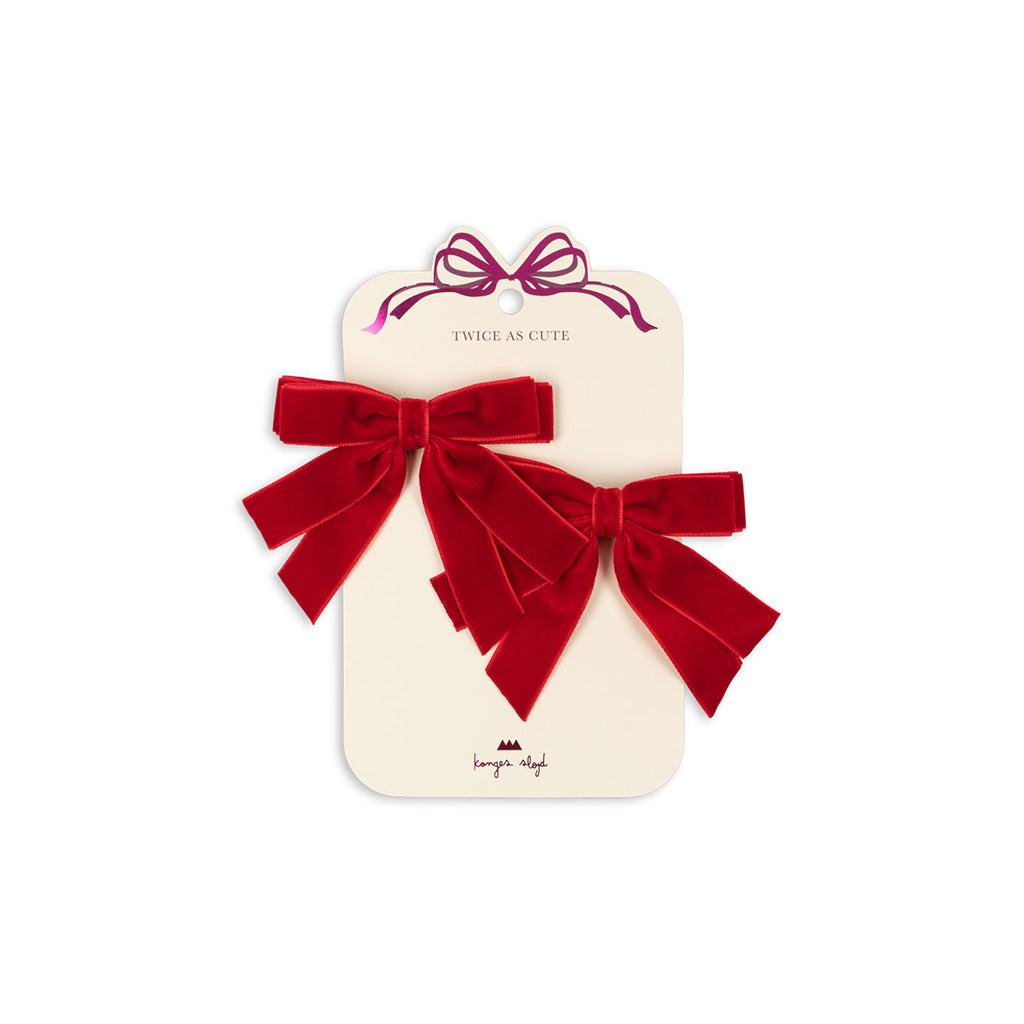 Konges Sløjd Velvet hårspænder med dobbelte sløjfer, 2-pak - Barbados cherry