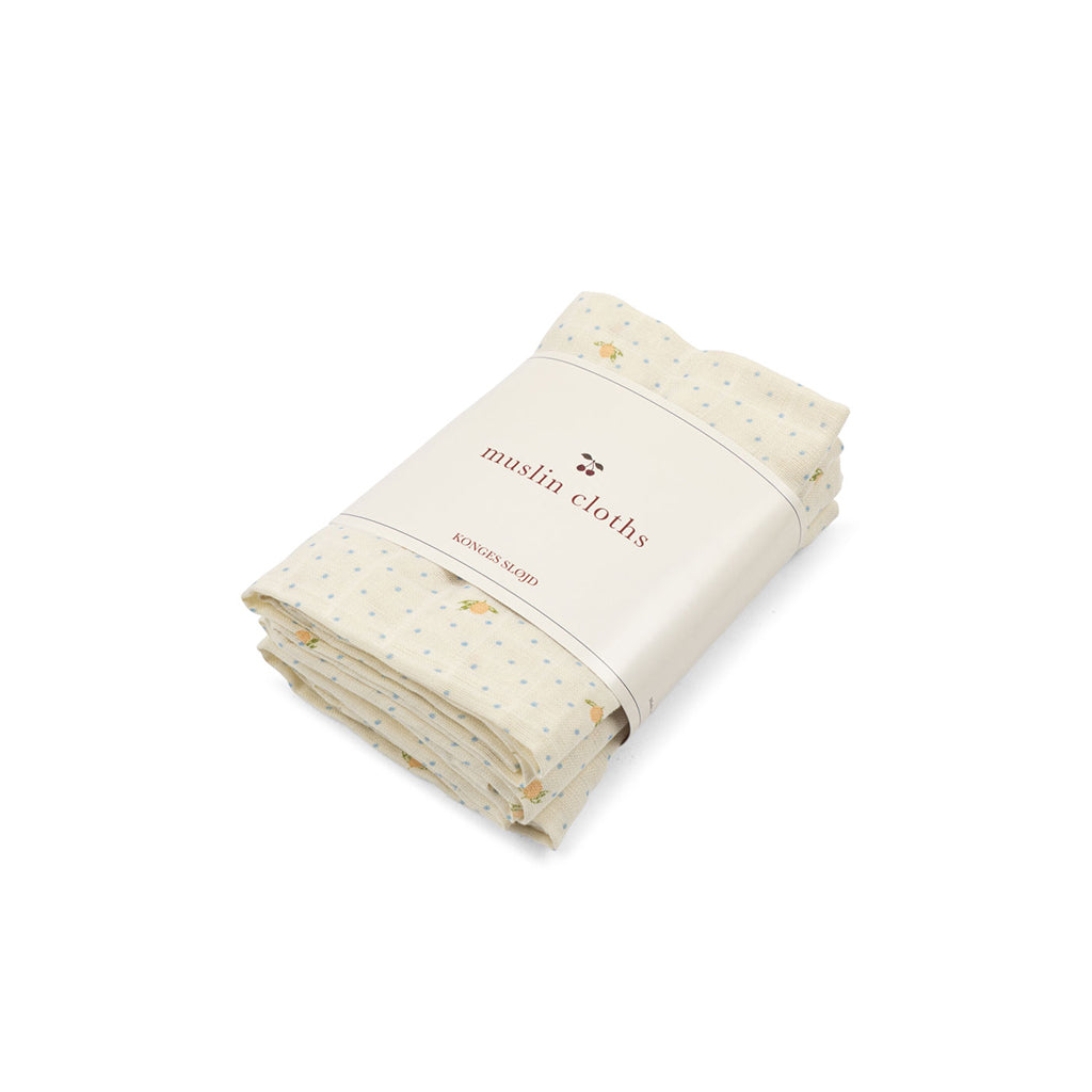 Konges Sløjd tygblöja, ekologisk muslin, 3-pack - Lemon Dot